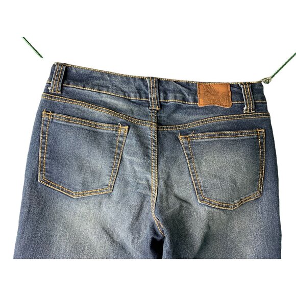 Paris Blues Womens Size 9 whiskering Jeans Slim Fit Denim Blue Dark - Picture 3 of 8